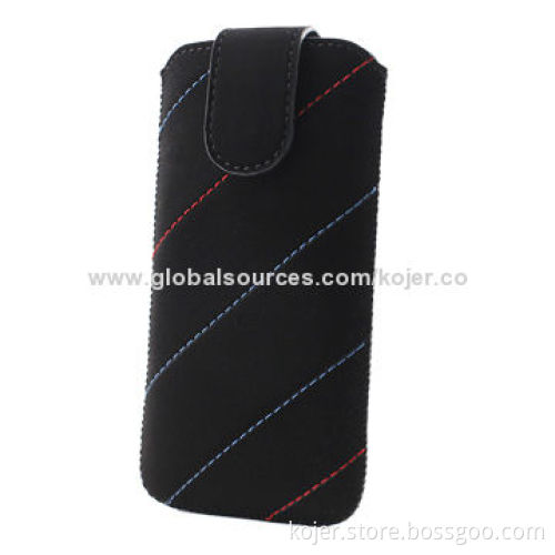 Leather Cases for iPhone 6 5, Made of Velvet/Retractable Pull-tab, Various Colors Available
